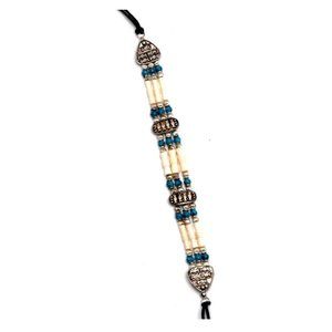 Native American Indian Silver Turquoise Beads Buffalo Bone Choker Necklace